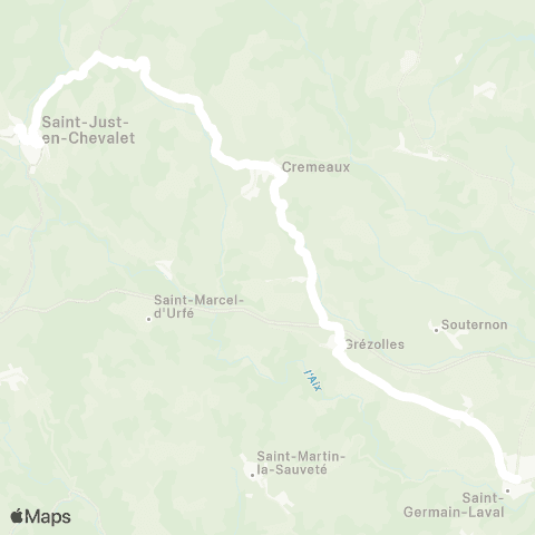 ARA Cars Région Loire St-Just-en-Chevalet - St-Germain-Laval map