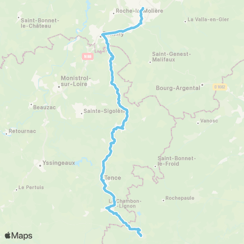 ARA Cars Région Haute-Loire St-Étienne / Montfaucon / Sainte-Agreve map