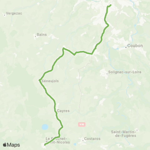 ARA Cars Région Haute-Loire Landos / le Bouchet-St-Nicolas / le Puy en Velay map