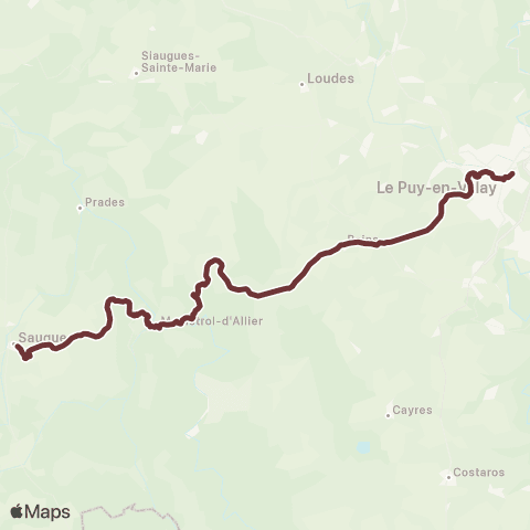 ARA Cars Région Haute-Loire Saugues / Monistrol d'Allier / le Puy en Velay map