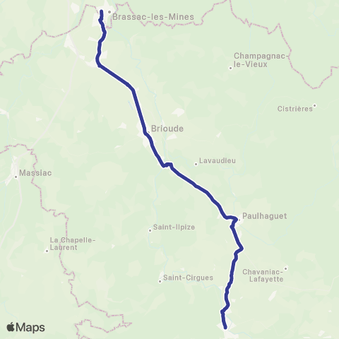 ARA Cars Région Haute-Loire Saugues / Langeac / Paulhaguet / Brioude / Brassac-les-Mines map