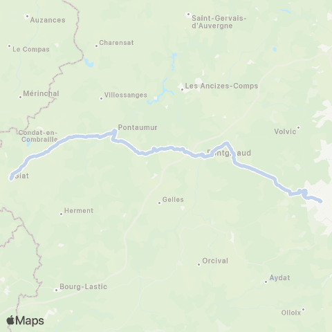 ARA Cars Région Puy-de-Dôme Giat-Pontaumur-Pontgibaud-Clermont-Fd map