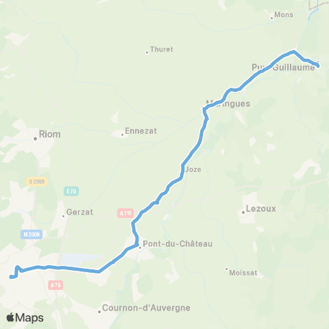 ARA Cars Région Puy-de-Dôme Puy-Guillaume - Maringues - Clermont-Ferrand map