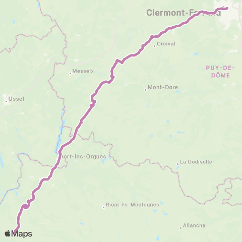ARA Cars Région Puy-de-Dôme Clermont-Ferrand - Mauriac map