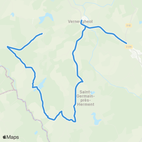 ARA Cars Région Puy-de-Dôme Verneugheol-École Verneugheol-École Herment Rpi map