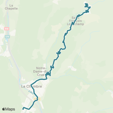ARA Cars Région Savoie St Avre < > St François Longchamp map