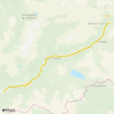 ARA Cars Région Savoie Modane < > Bonneval sur Arc map