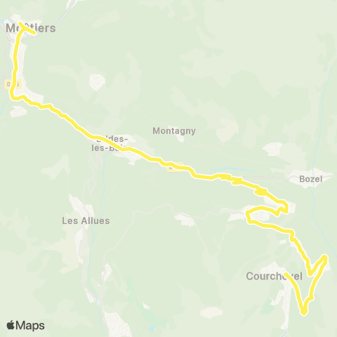 ARA Cars Région Savoie Courchevel < > Moûtiers map