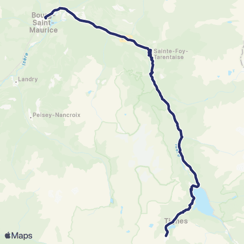 ARA Cars Région Savoie Bourg St Maurice < > Tignes map