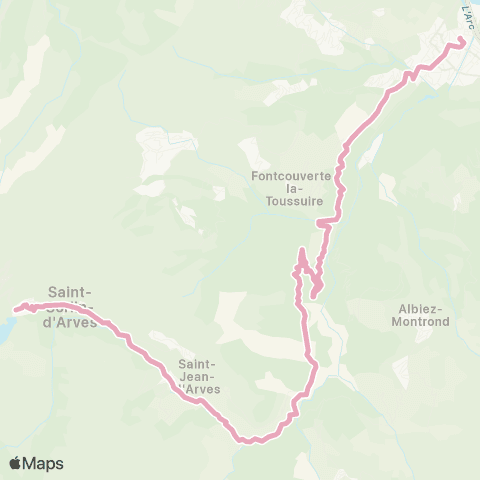 ARA Cars Région Savoie St-Jean de Maurienne < > St-Sorlin d'Arves map