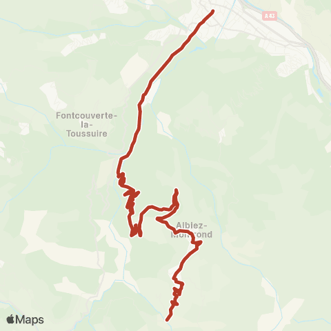 ARA Cars Région Savoie St-Jean de Maurienne < > Albiez Montrond map