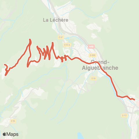 ARA Cars Région Savoie Moûtiers < > Doucy Tarentaise map