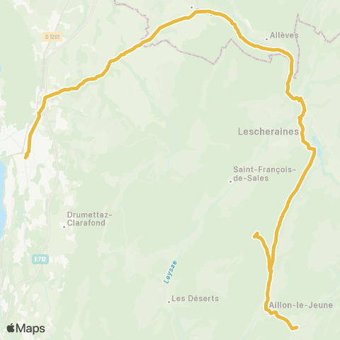 ARA Cars Région Savoie Aix les Bains > Aillon - Margériaz map