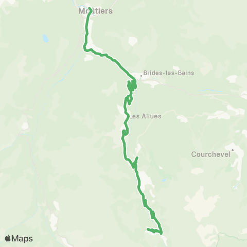 ARA Cars Région Savoie Moûtiers < > Méribel Mottaret map
