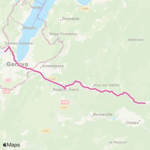 ARA Cars Région Haute-Savoie Sallanches - Genève-Aéroport map
