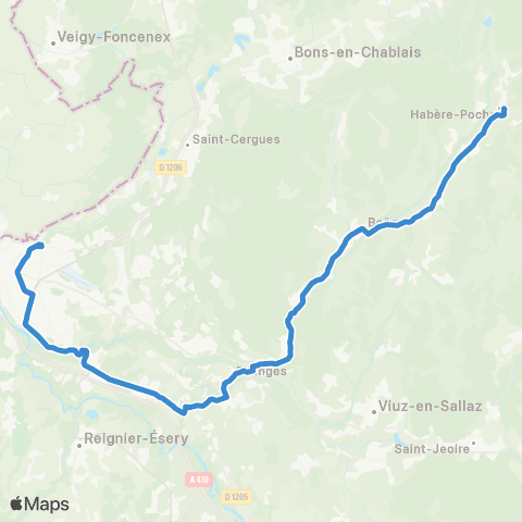 ARA Cars Région Haute-Savoie Annemasse - Bellevaux map