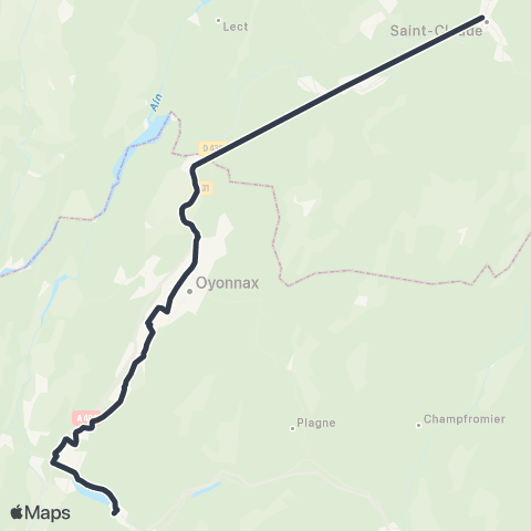 ARA Cars Région Express Nantua - Saint-Claude map