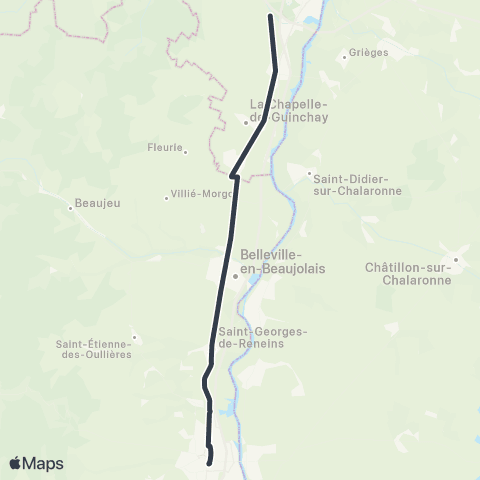 ARA Cars Région Express Villefranche - Mâcon TGV map