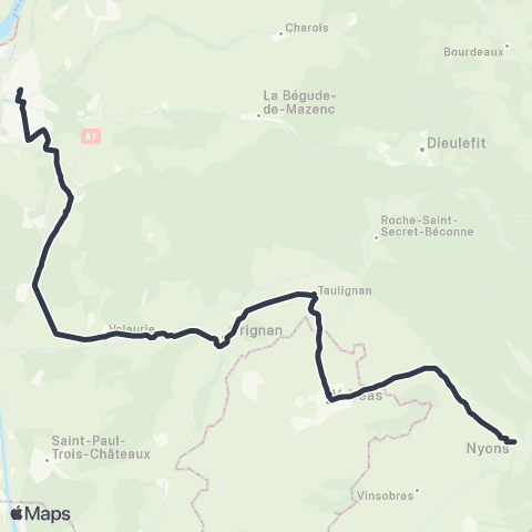 ARA Cars Région Express Montélimar - Nyons map