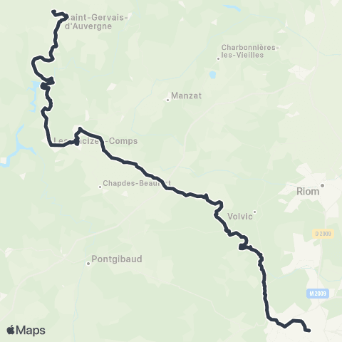 ARA Cars Région Express St-Gervais - les Ancizes - Volvic - Clermont-Ferrand map