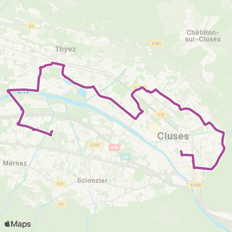 ARV'i Mobilité Scionzier Collège J. J. Gallay - Cluses Collège A. de Gaulle map