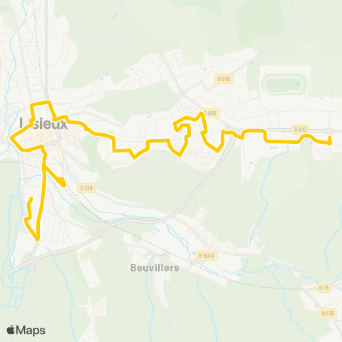 Astrobus Lisieux Folletière - Lisieux Gare SNCF map