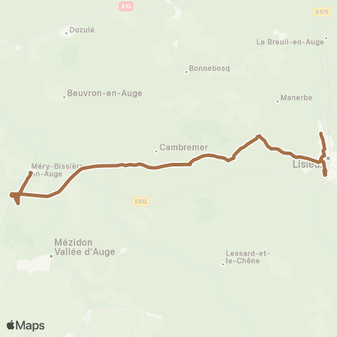 Astrobus Méry-Corbon - Lisieux map