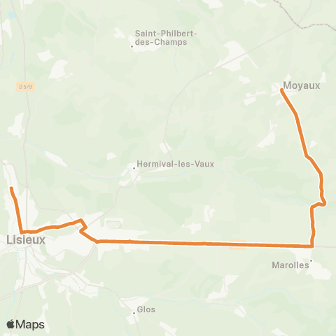 Astrobus Moyaux - Lisieux map