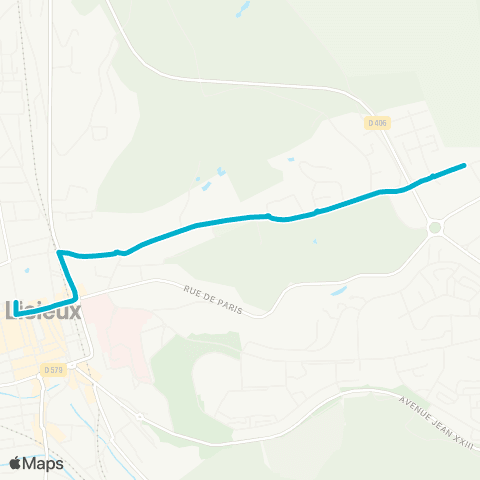 Astrobus Lisieux Clos St-Jacques - Lisieux Mitterrand map