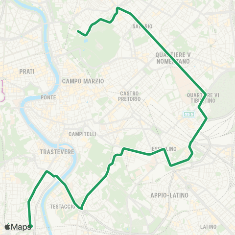 ATAC Valle Giulia - Stazione Trastevere map