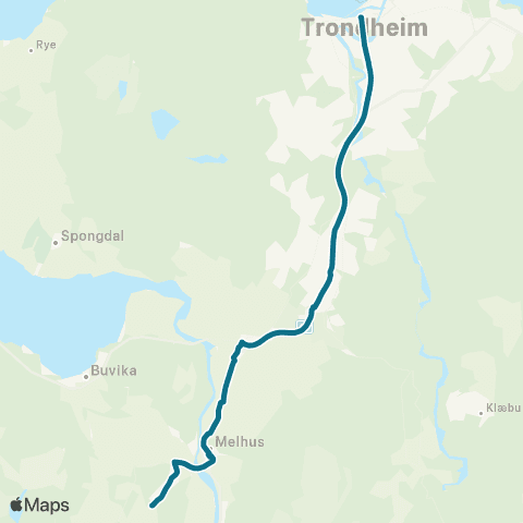 AtB Nattbuss Trondheim - Melhus map
