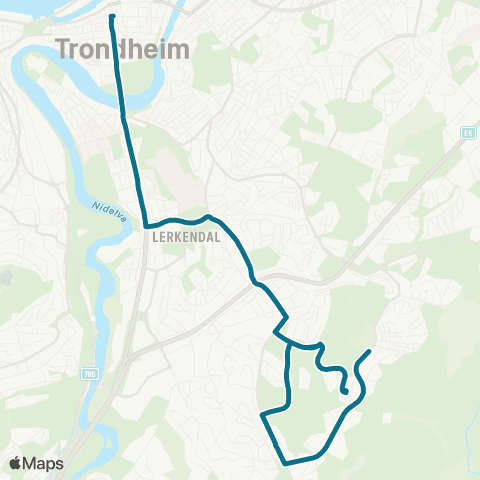 AtB Nattbuss Othilienborg / Risvolla map