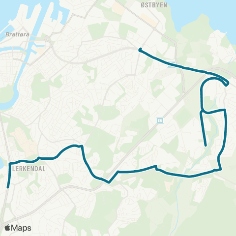 AtB Lerkendal - Brundalen - Strindheim map