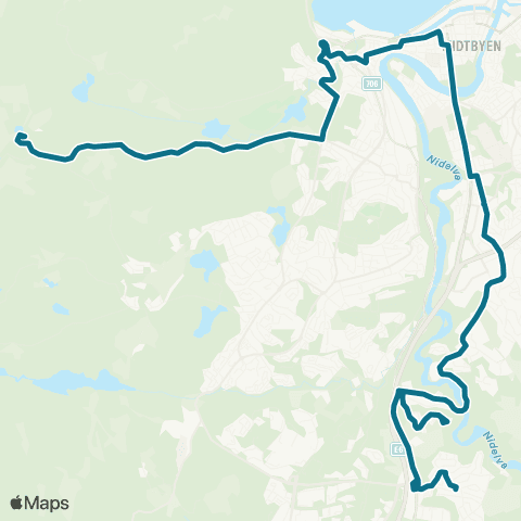 AtB City Syd / Sjetnmarka - Kroppanmarka - Ferista - Skistua map