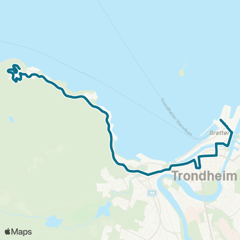 AtB Brattøra - Sentrum - Trolla map