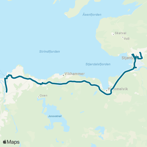 AtB Stjørdal - Trondheim map