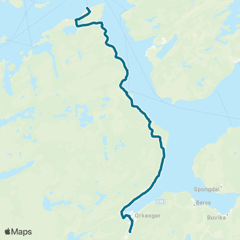 AtB Orkanger - Lensvik - Valset map