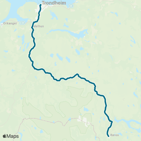 AtB Støren - Røros map