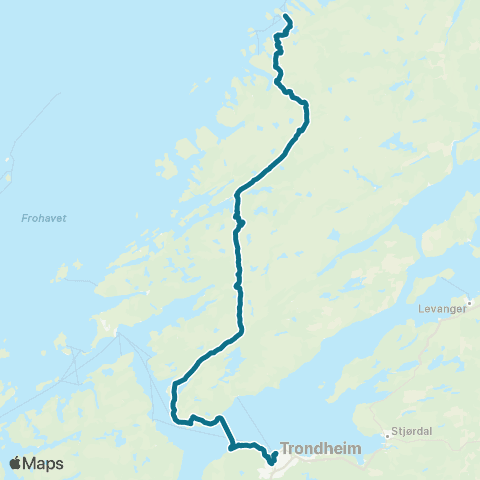 AtB Sandviksberget - Åfjord - Vanvikan / Trondheim map