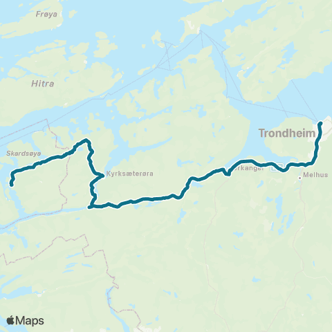 AtB (Trondheim) - Orkanger - Kyrks map