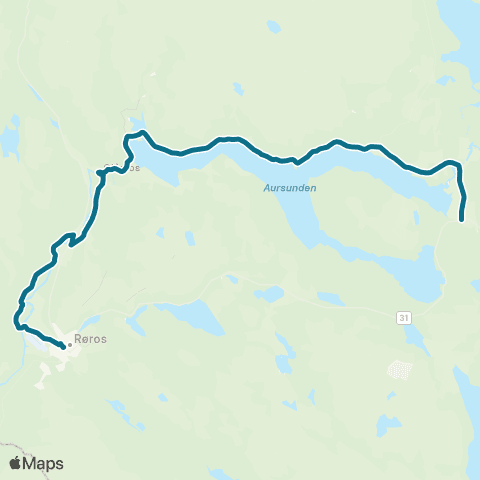 AtB Røros - Glåmos - Brekken map