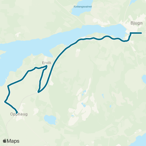AtB Elveng - Bjugn - Grøtan Veg map