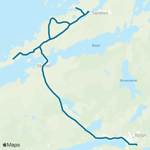 AtB Vallersund - Vasøy - Oksvoll - Bjugn map