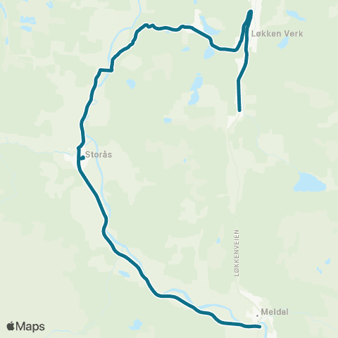 AtB Meldal Rbst - Storås - Dragset map