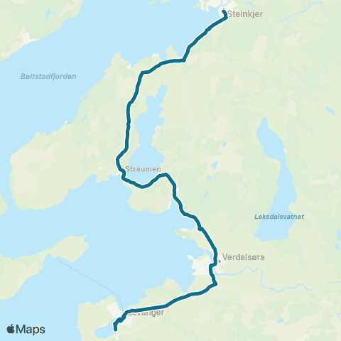 AtB Levanger - Steinkjer map