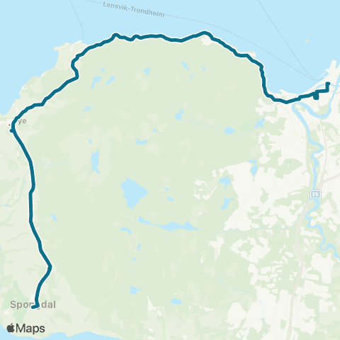 AtB Trondheim S - Sentrum - Spongdal map