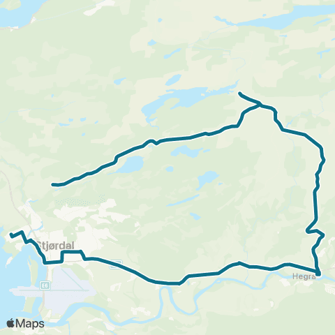 AtB Hegra - Skjelstadmark - Hovskogen - Stjørdal map