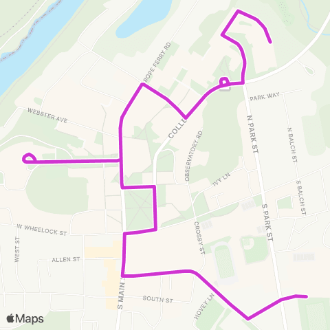 Advance Transit Dartmouth-Hanover Downtown Shuttle map