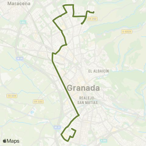 Autobús Urbanos - Alsa L.5 Beethoven - P. Nueva Granada map