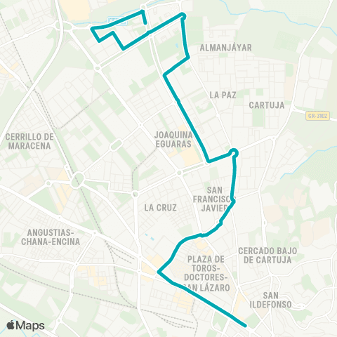 Autobús Urbanos - Alsa L.N5 Modesto Cendoya - Joaquina Eguaras - Triunfo map